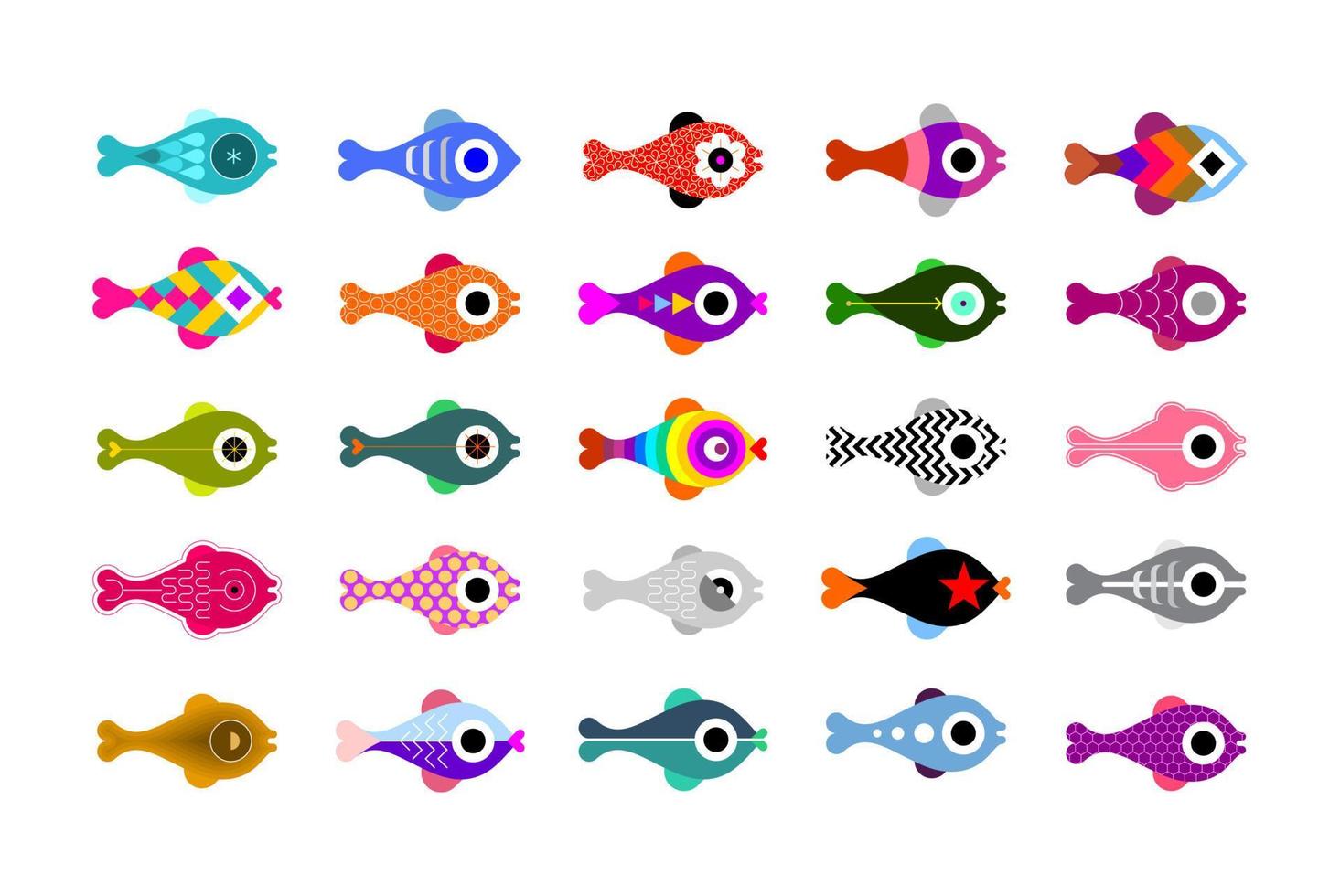 conjunto de iconos de vector de pescado