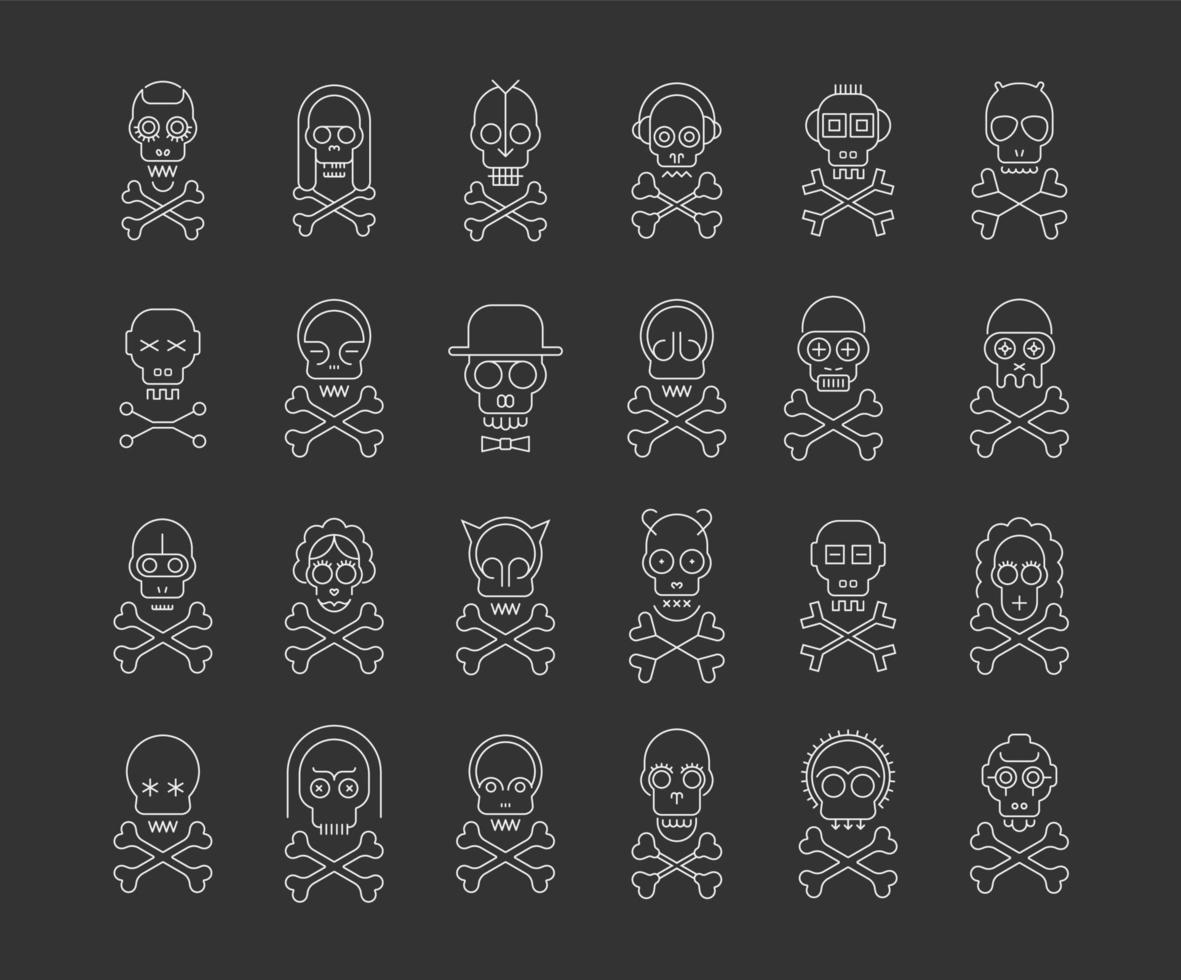 Skull and Crossbones line art vector