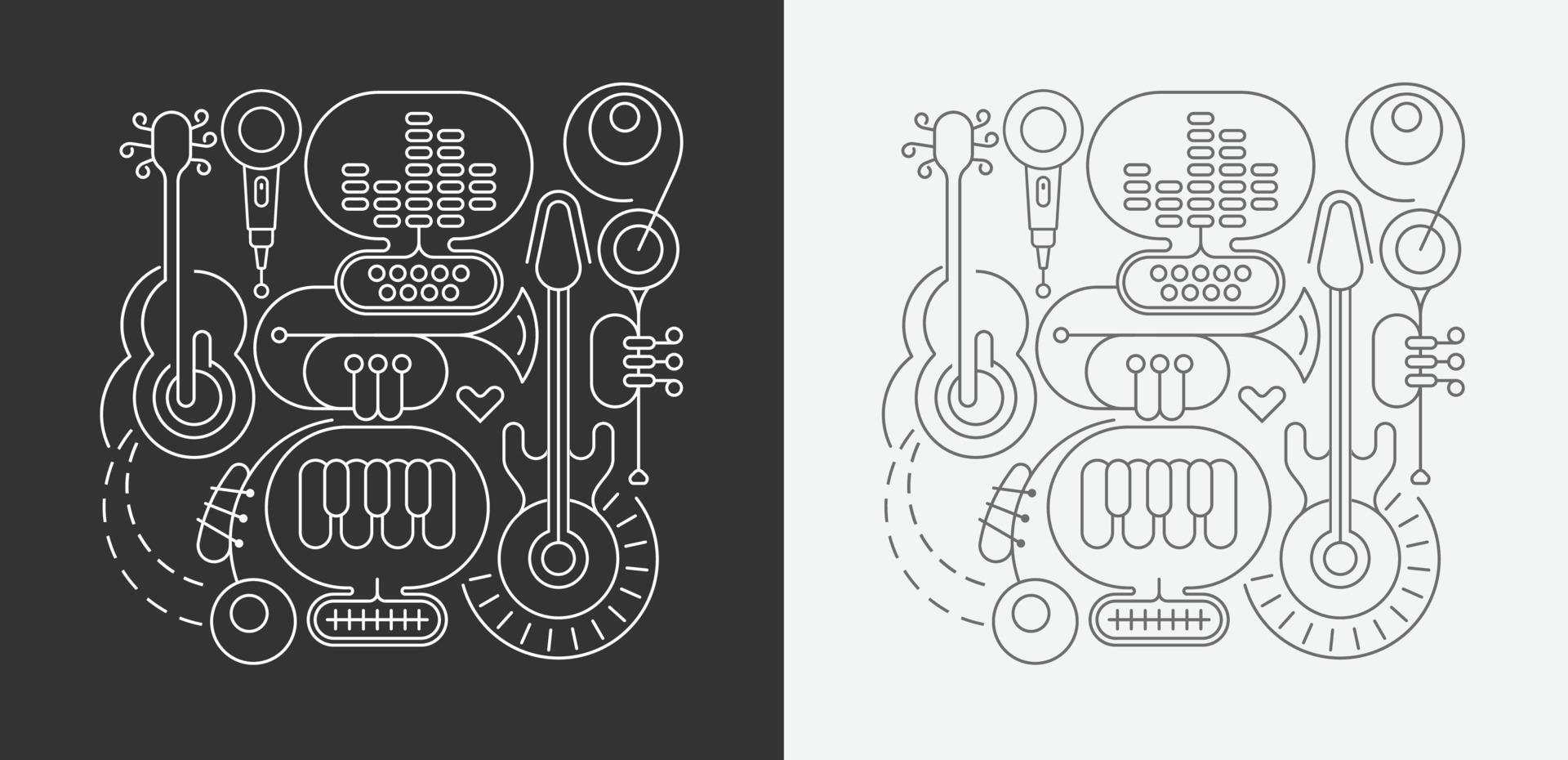 Abstract Musical Line Art vector