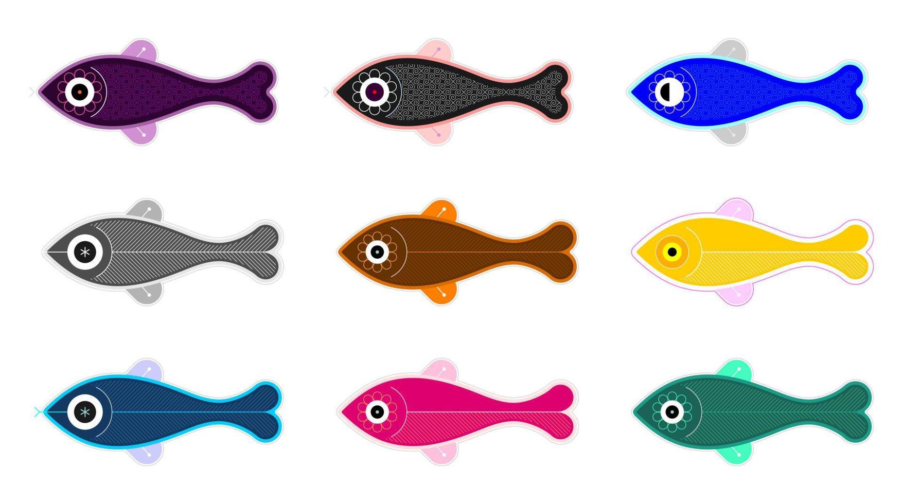 Fish Icon Set vector