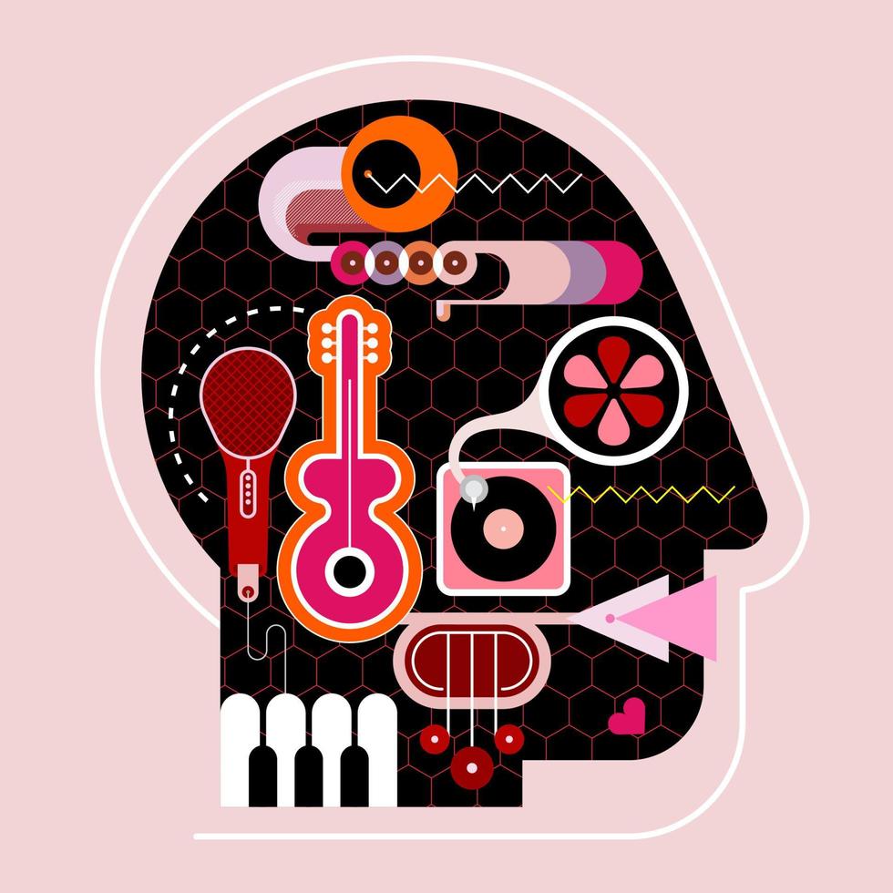 ilustración de vector de cabeza de música
