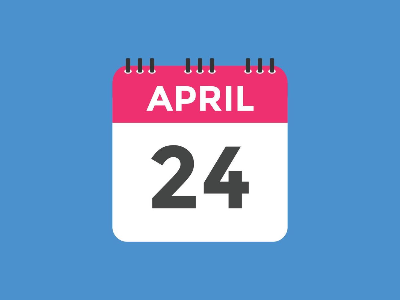 april 24 calendar reminder. 24th april daily calendar icon template. Calendar 24th april icon Design template. Vector illustration