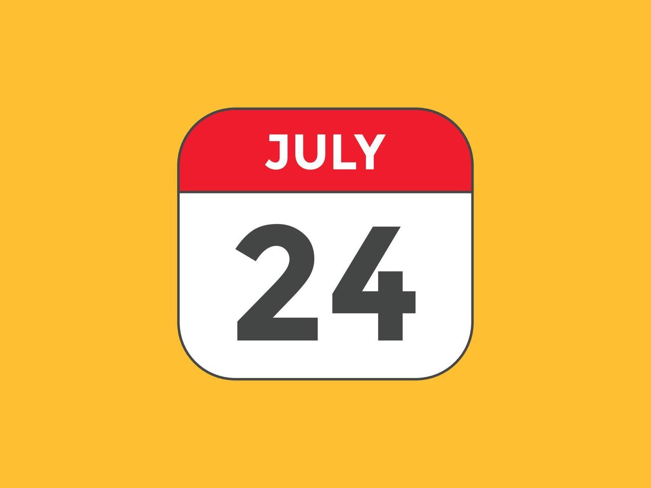 july 24 calendar reminder. 24th july daily calendar icon template. Calendar 24th july icon Design template. Vector illustration