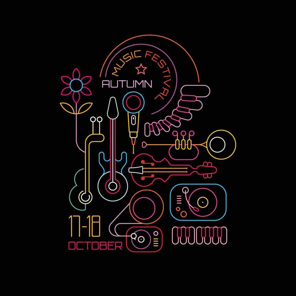 Autumn Music Festival neon vector