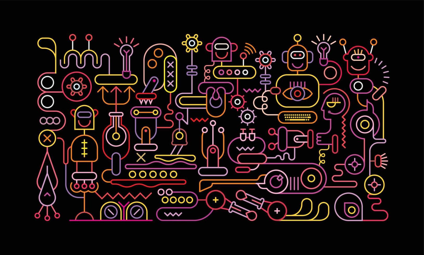 Robot Workshop vector illustration