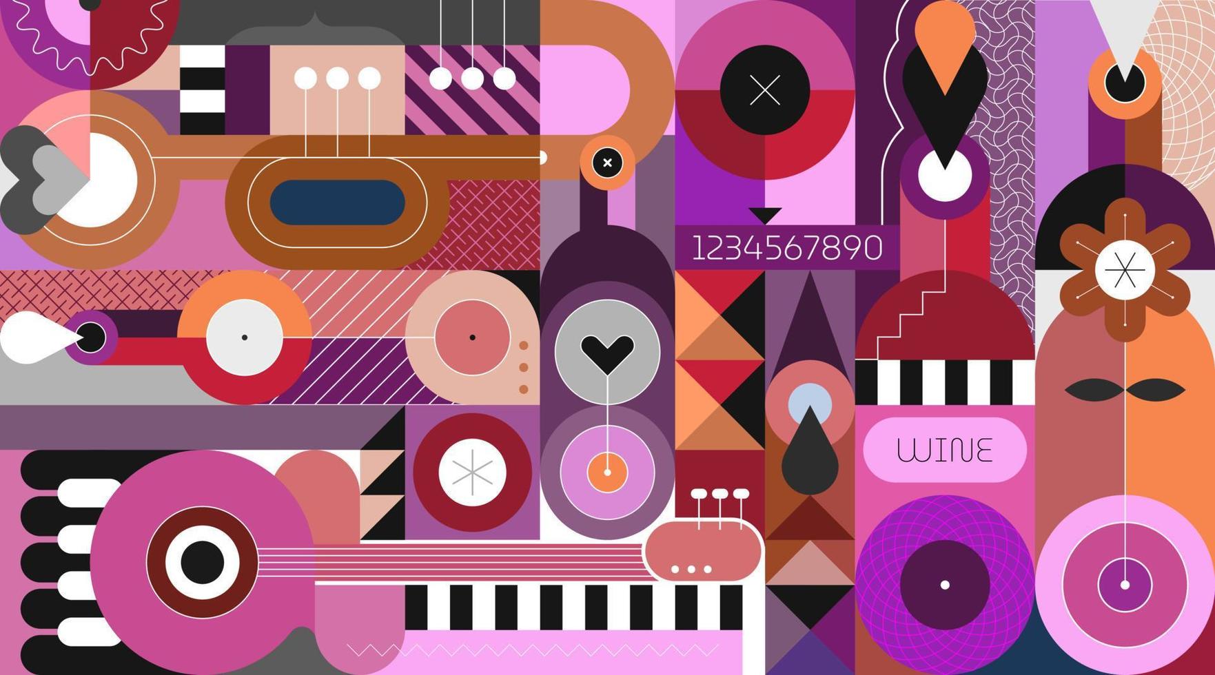 Wine and Music Evening vector illustration