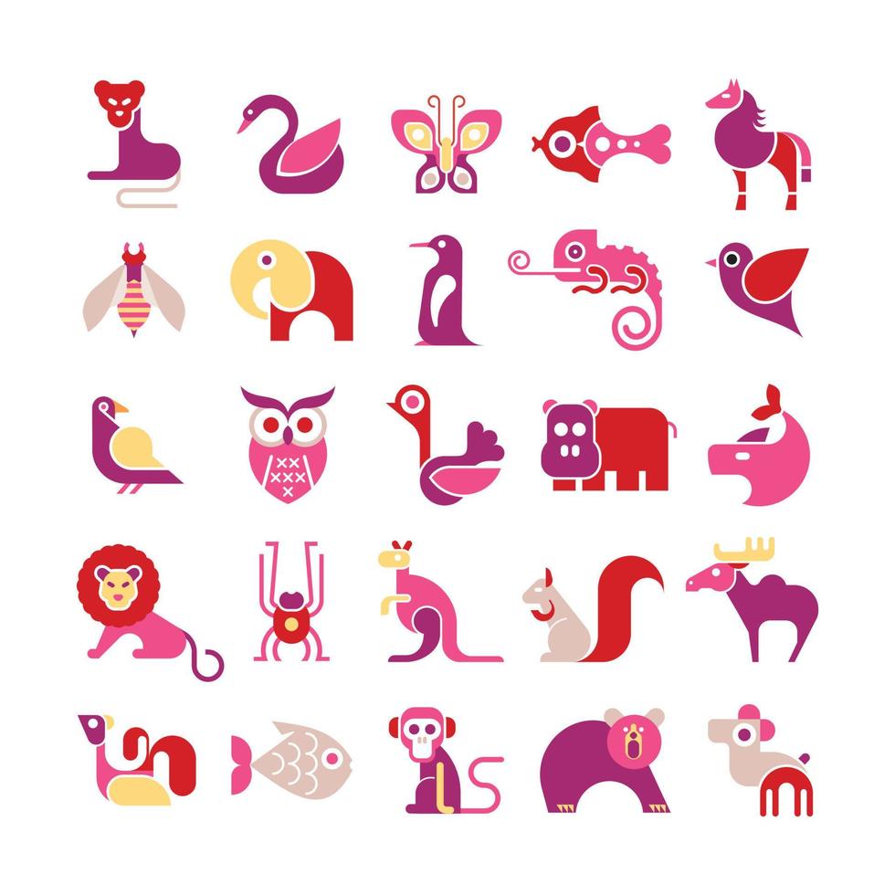 conjunto de iconos de vector de animales