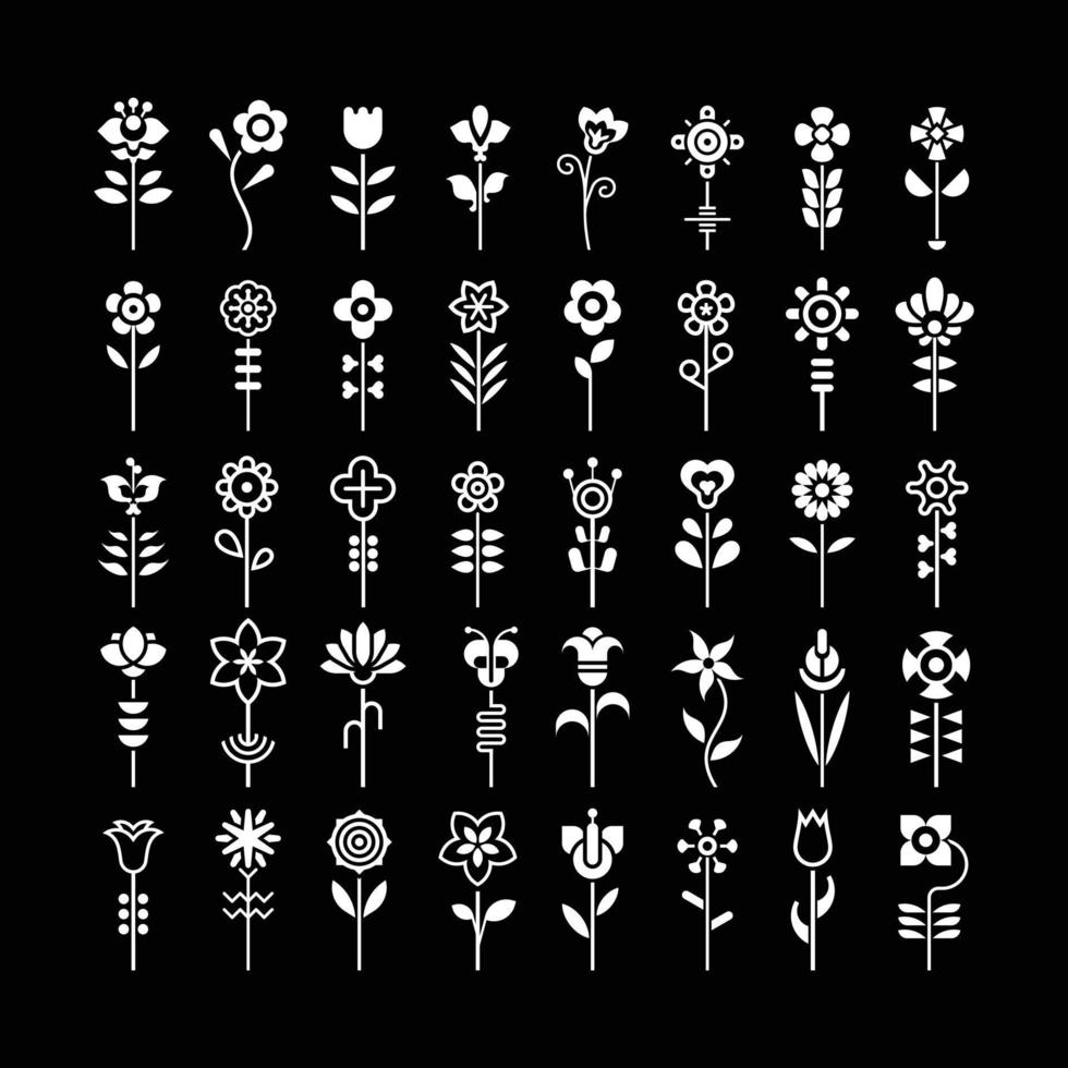 Flower Vector Icon Set