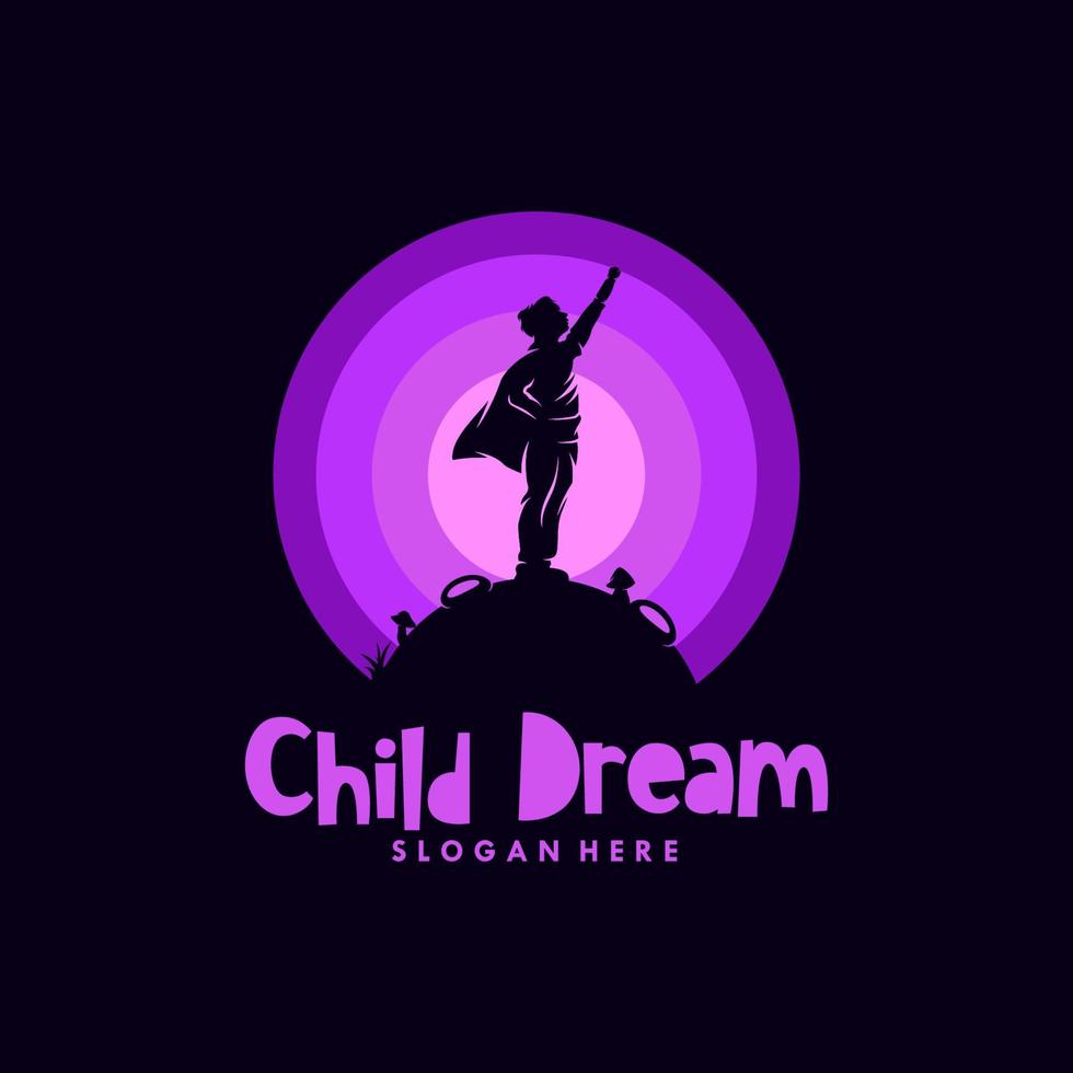 Little child reach dreams logo vector