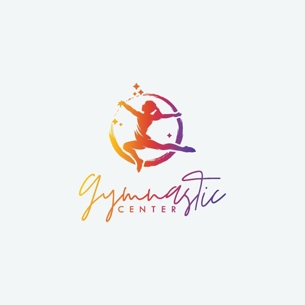 Gymnastics center logo design templates vector