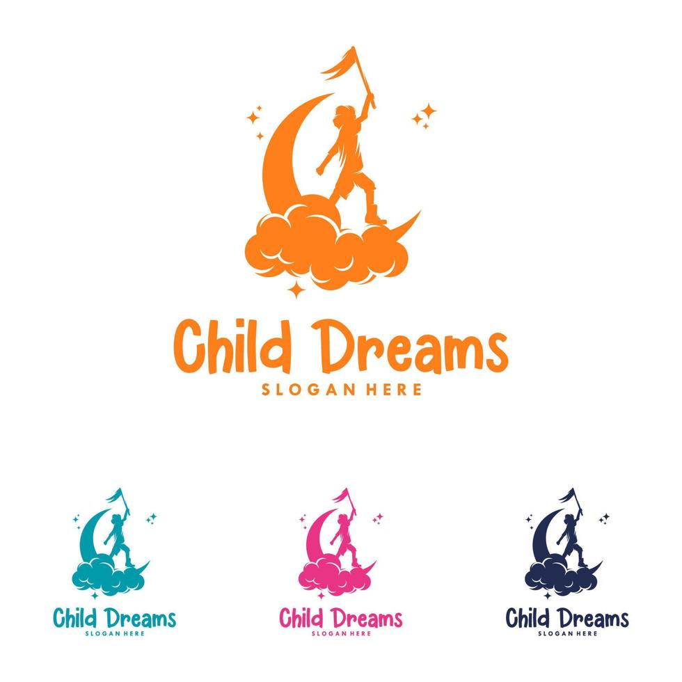Colorful Child Reaching Star logo vector