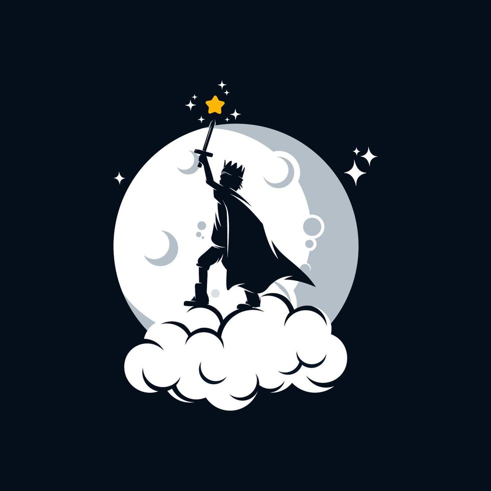 Little Prince play sword catching the star vector