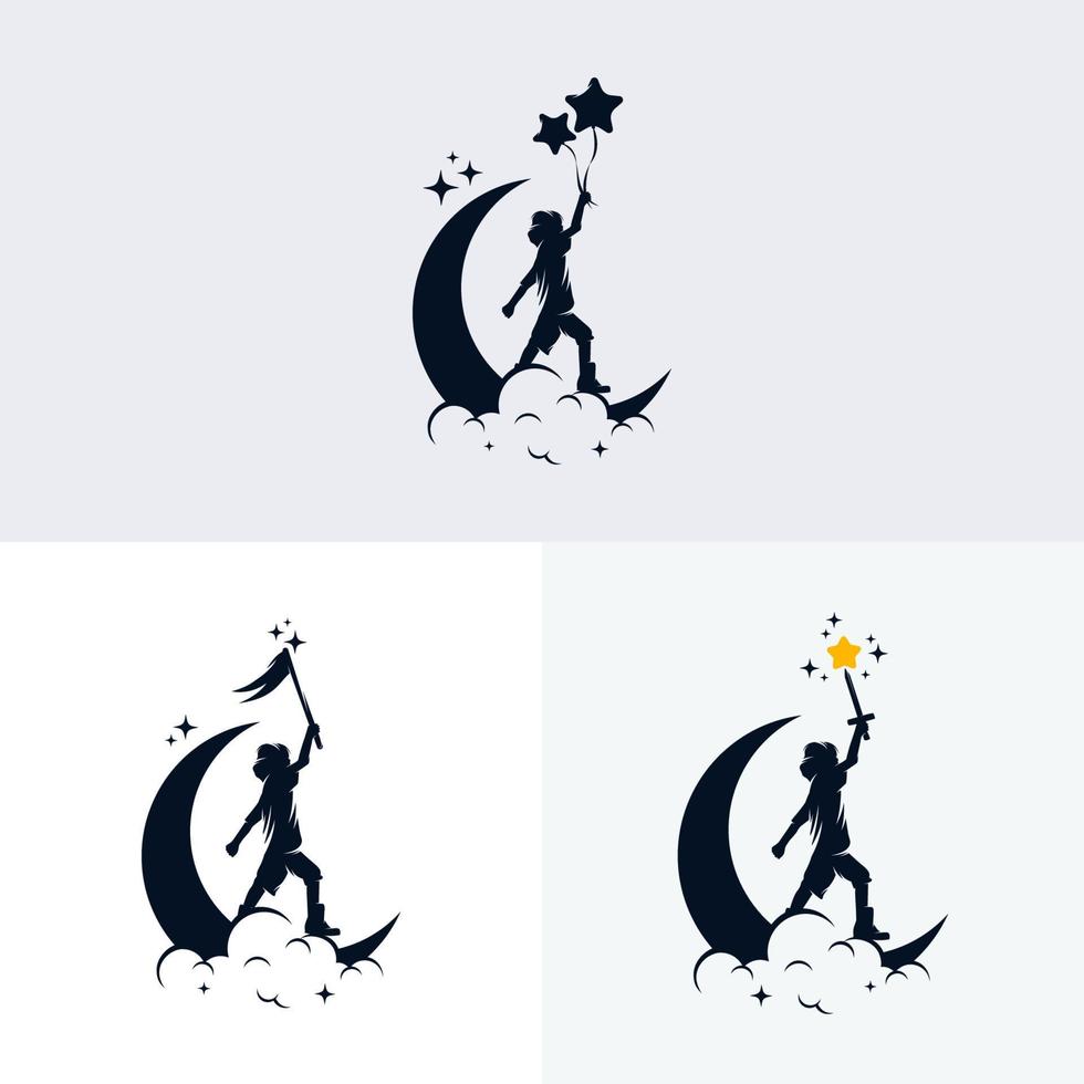 conjunto de diseño de logotipo de sueño de niños vector