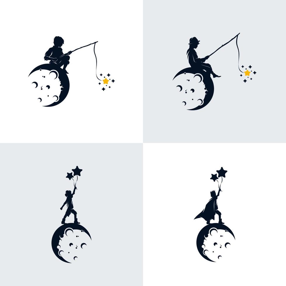 Set of kids dream on the moon vector