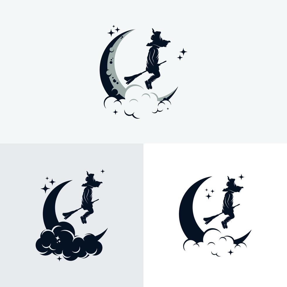 Set of little witch logo vector