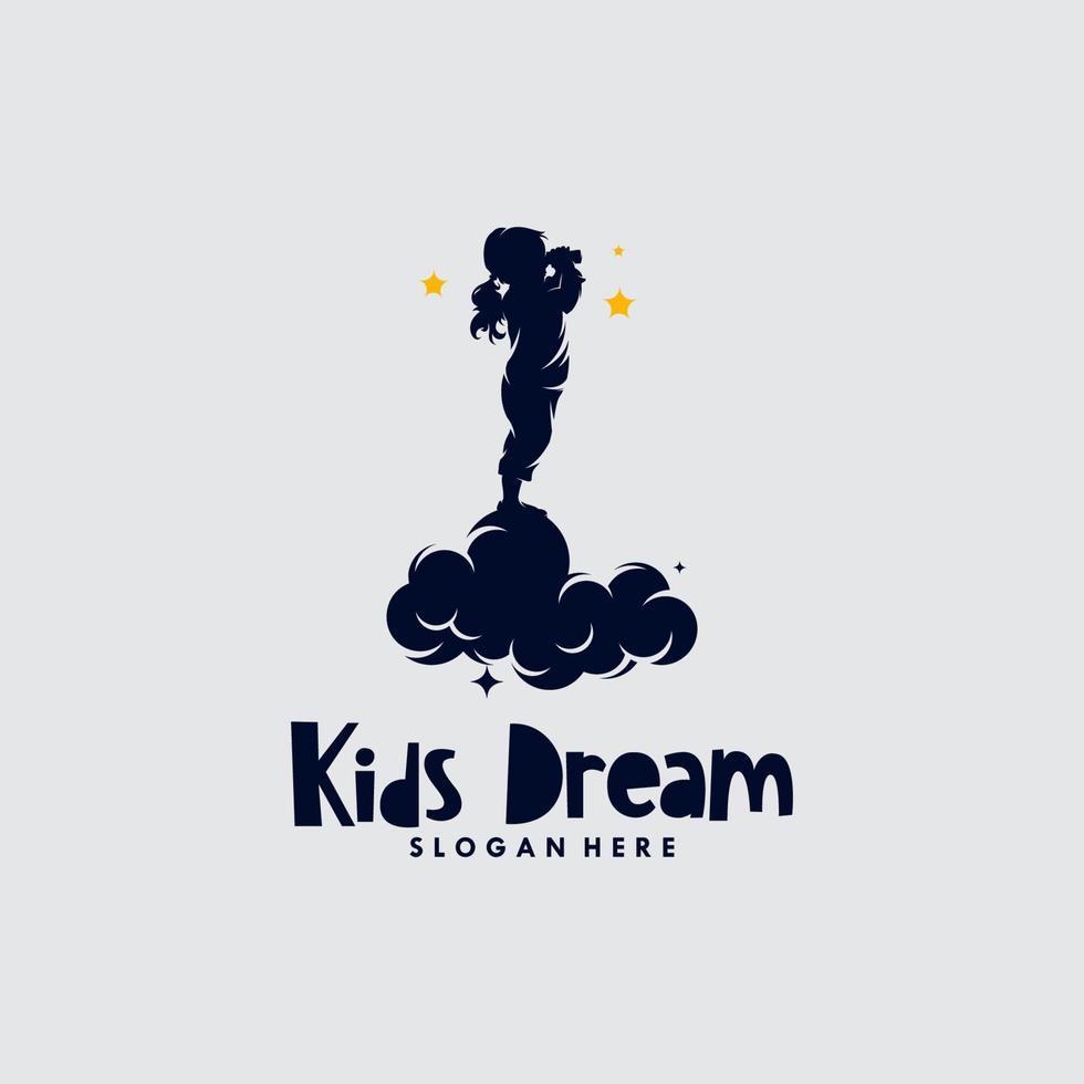 Little child reach dreams logo vector