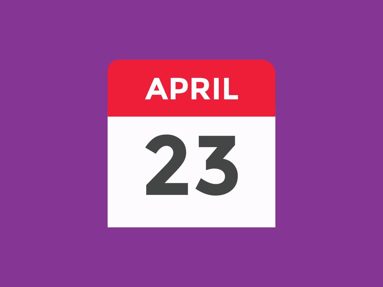 april 23 calendar reminder. 23th april daily calendar icon template. Calendar 23th april icon Design template. Vector illustration