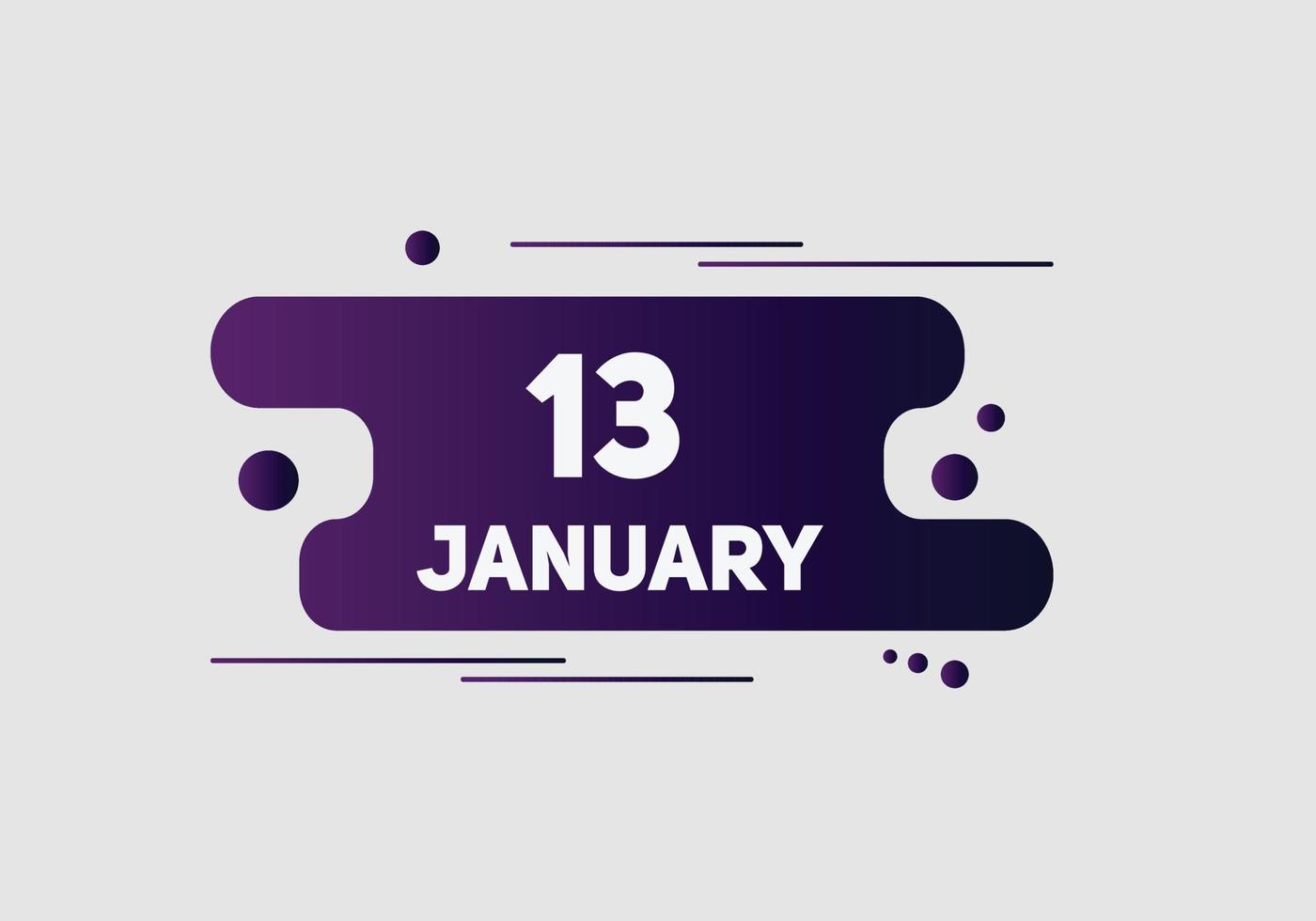 Recordatorio del calendario del 13 de enero. Plantilla de icono de calendario diario del 13 de enero. plantilla de diseño de icono de calendario 13 de enero. ilustración vectorial vector