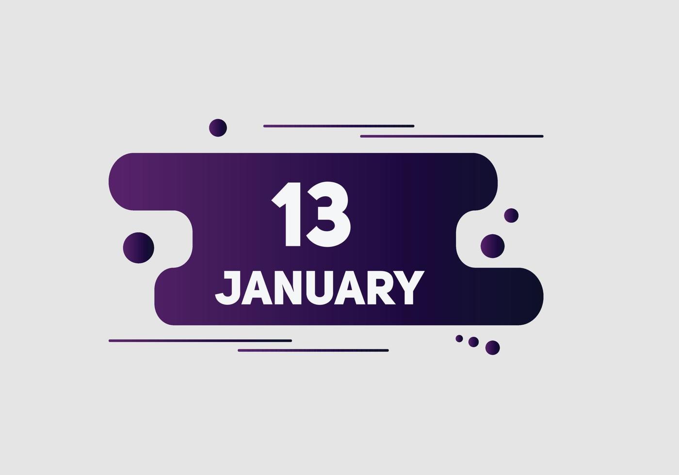 january 13 calendar reminder. 13th january daily calendar icon template. Calendar 13th january icon Design template. Vector illustration