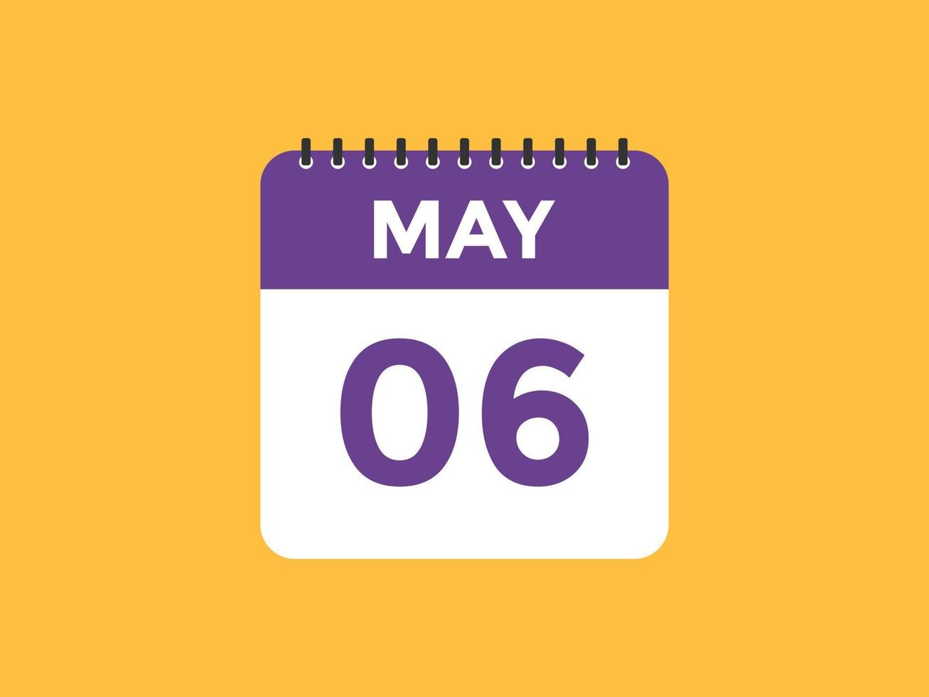 may 6 calendar reminder. 6th may daily calendar icon template. Calendar 6th may icon Design template. Vector illustration