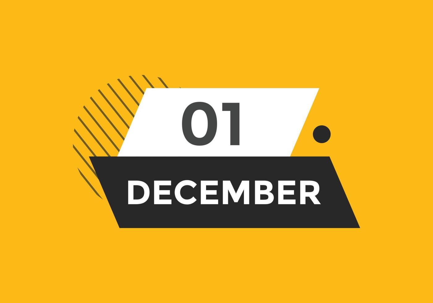 december 1 calendar reminder. 1st december daily calendar icon template. Calendar 1st december icon Design template. Vector illustration