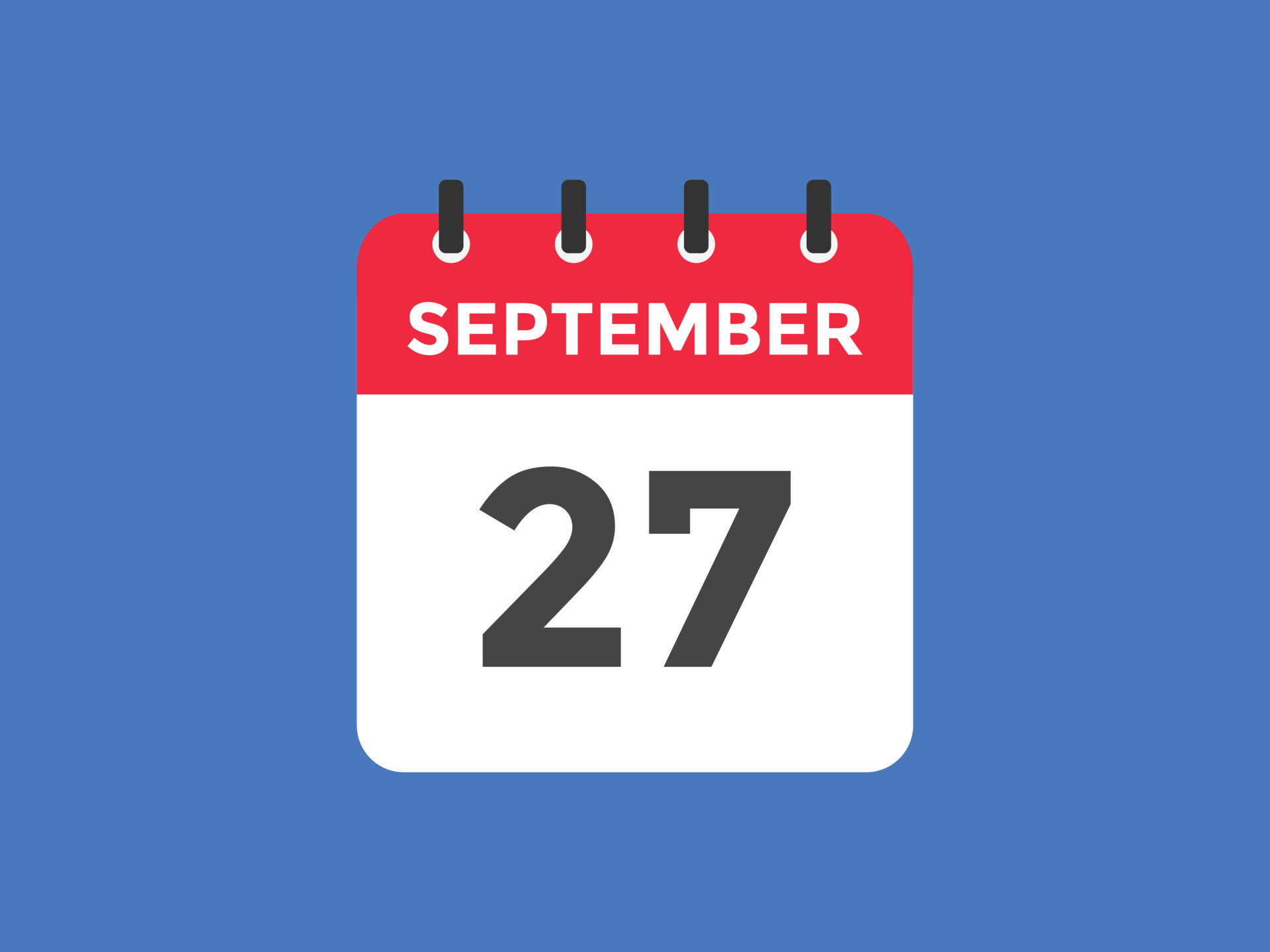 Recordatorio del calendario del 27 de septiembre. Plantilla de icono de