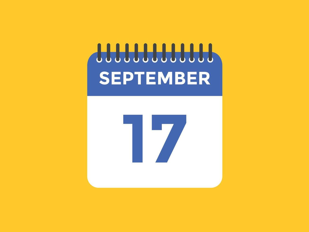 september 17 calendar reminder. 17th september daily calendar icon template. Calendar 17th september icon Design template. Vector illustration