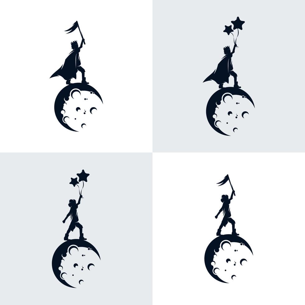Set of kids dream on the moon vector