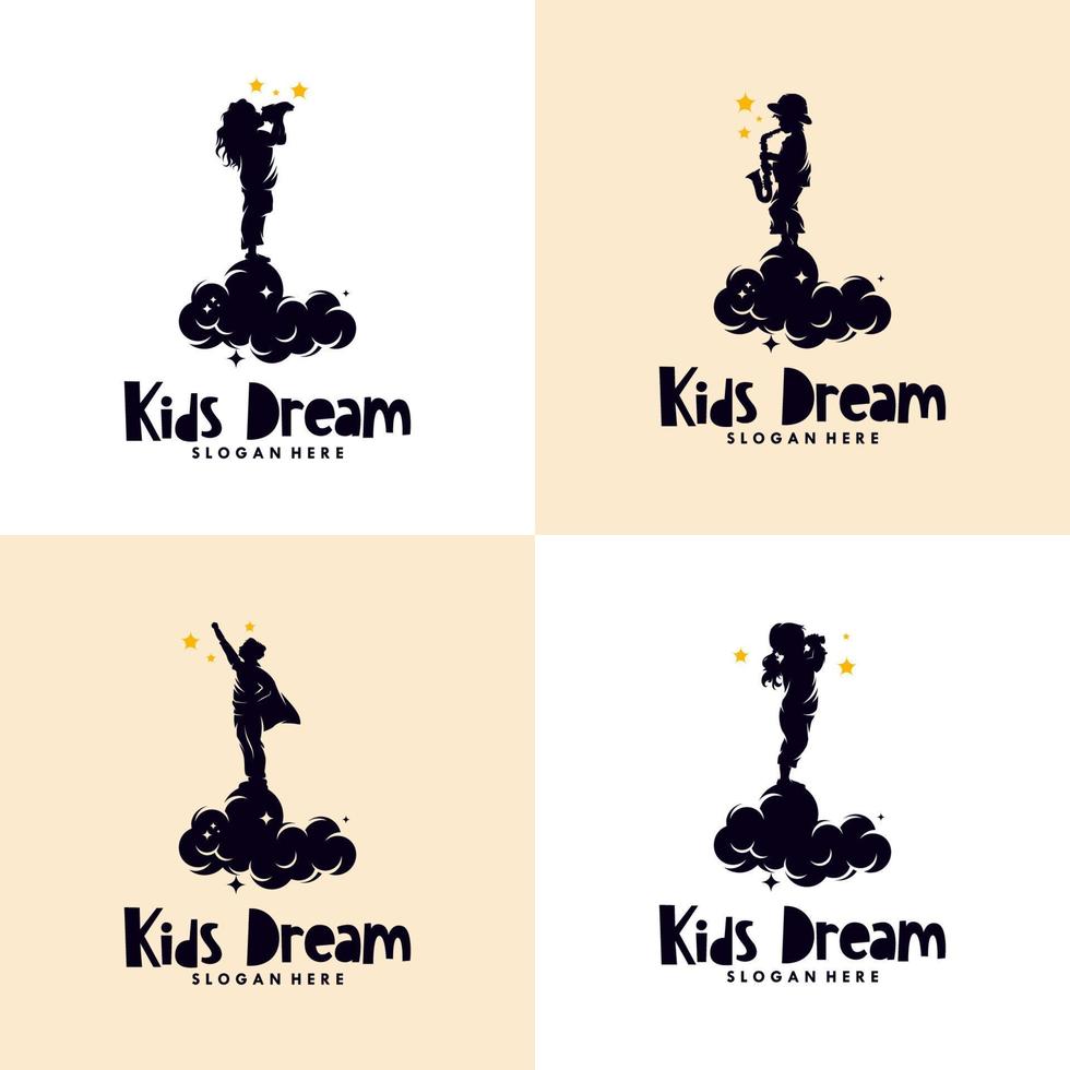 conjunto de logo de sueños de niños vector