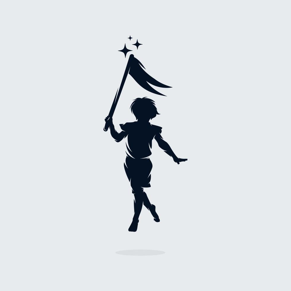 Little Child jump holds a flag vector