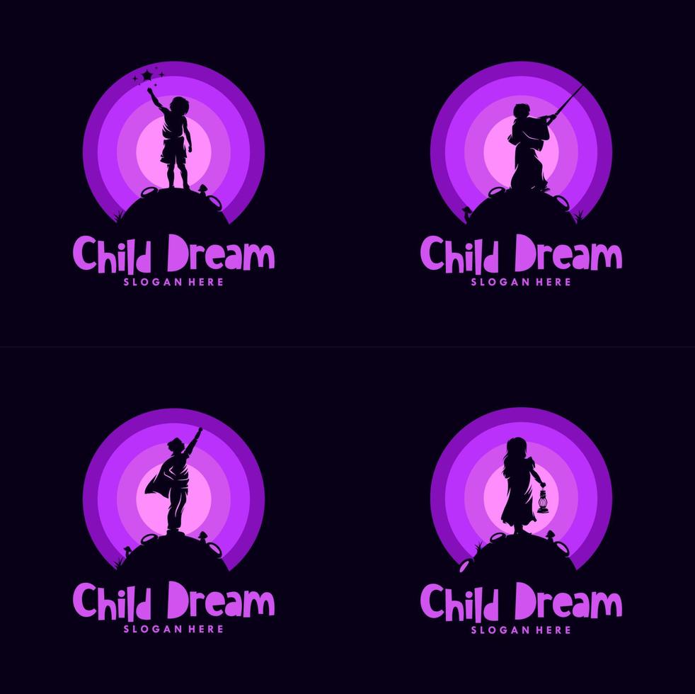 Set of child dreams logo vector