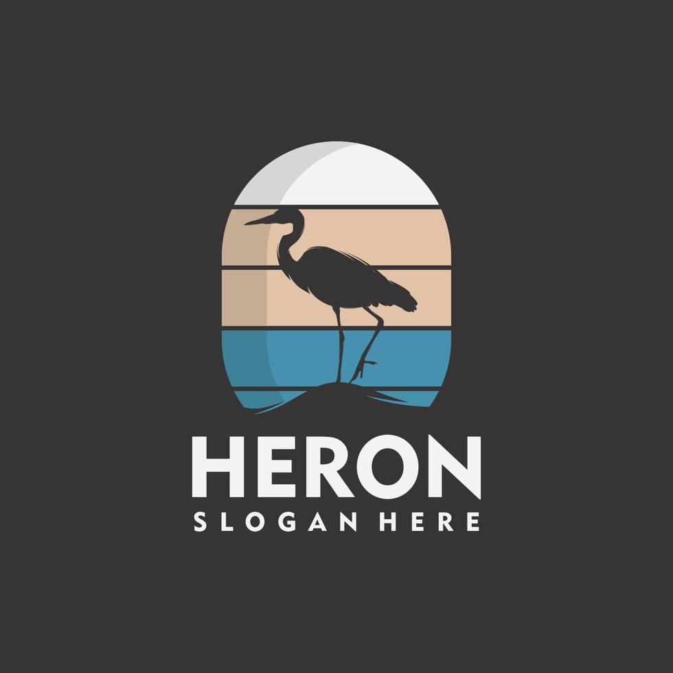 Set of vintage heron logo silhouette style vector