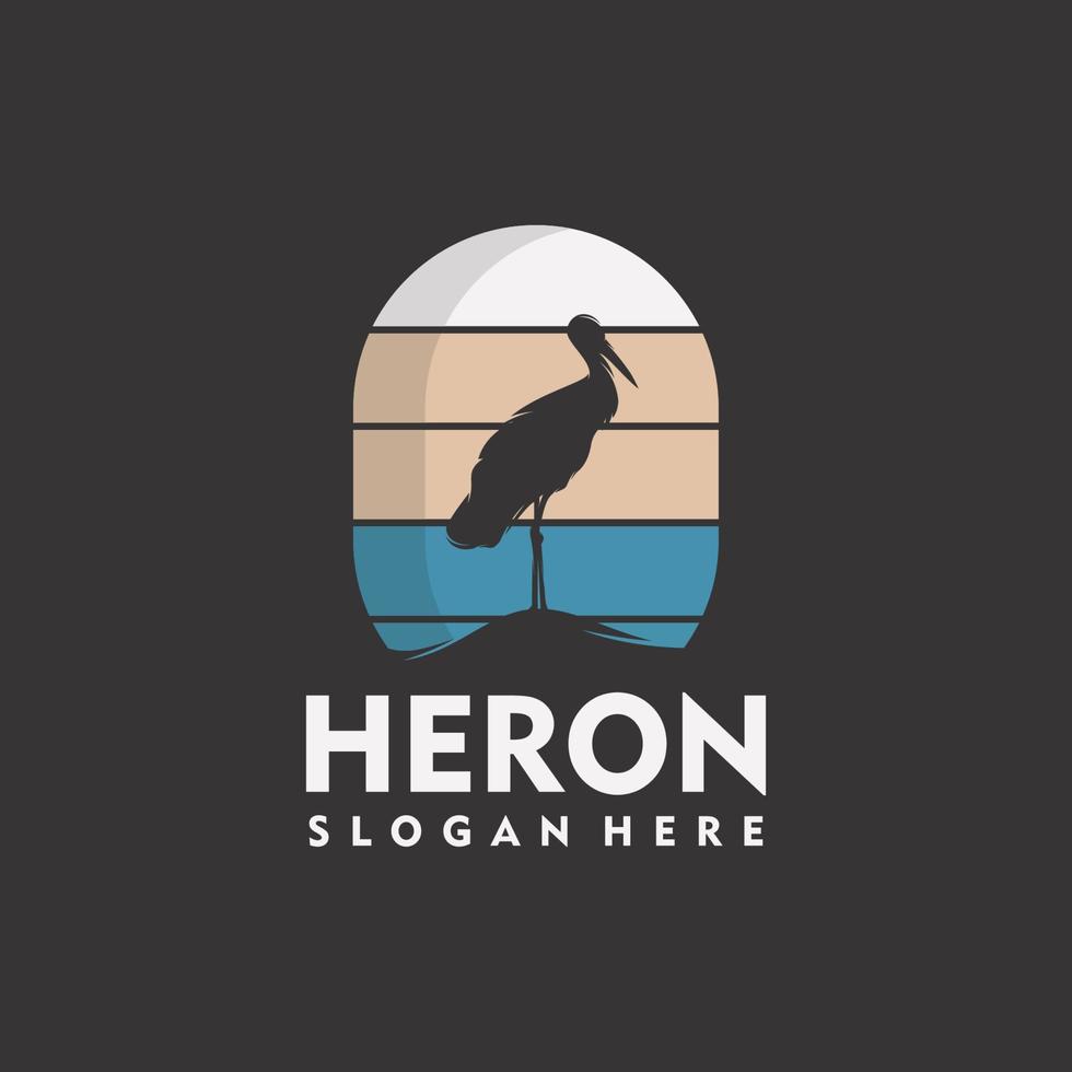 Set of vintage heron logo silhouette style vector