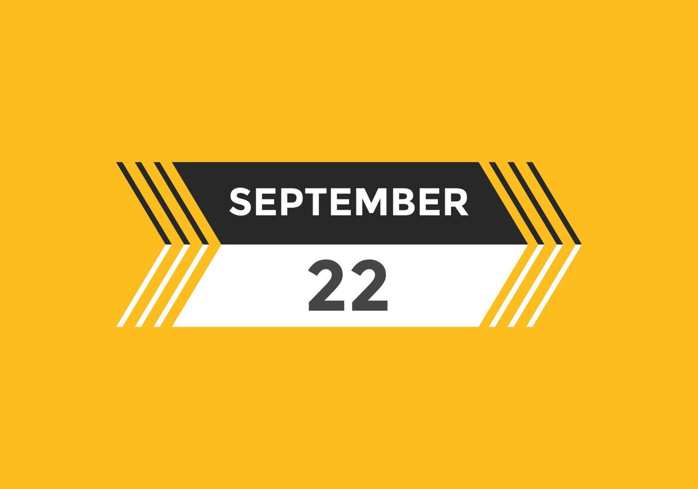 Recordatorio del calendario del 22 de septiembre. Plantilla de icono de calendario diario del 22 de septiembre. plantilla de diseño de icono de calendario 22 de septiembre. ilustración vectorial vector