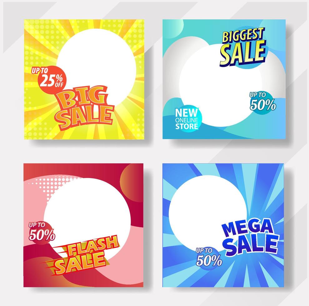 Sosial Media Templates Mega Sale Big Sale Biggest Sale Flash Sale vector