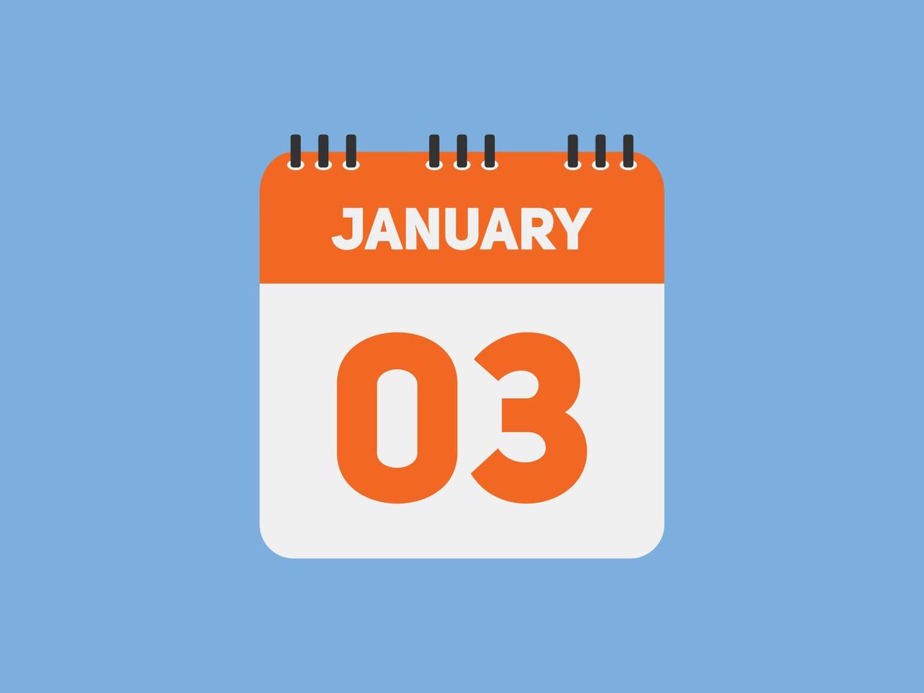 january 3 calendar reminder. 3rd january daily calendar icon template. Calendar 3rd january icon Design template. Vector illustration