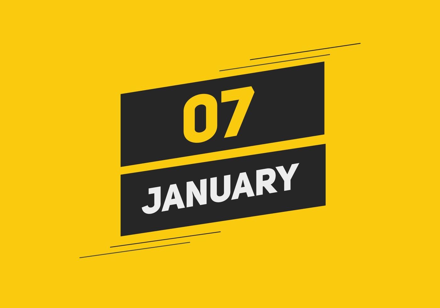 january 7 calendar reminder. 7th january daily calendar icon template