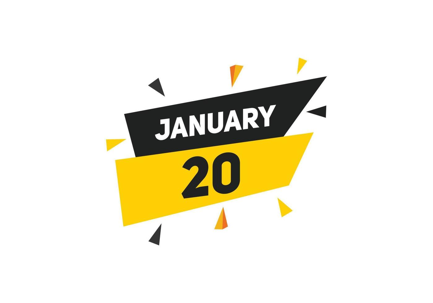 january 20 calendar reminder. 20th january daily calendar icon template. Calendar 20th january icon Design template. Vector illustration