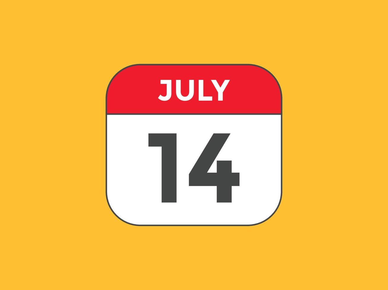 july 14 calendar reminder. 14th july daily calendar icon template ...