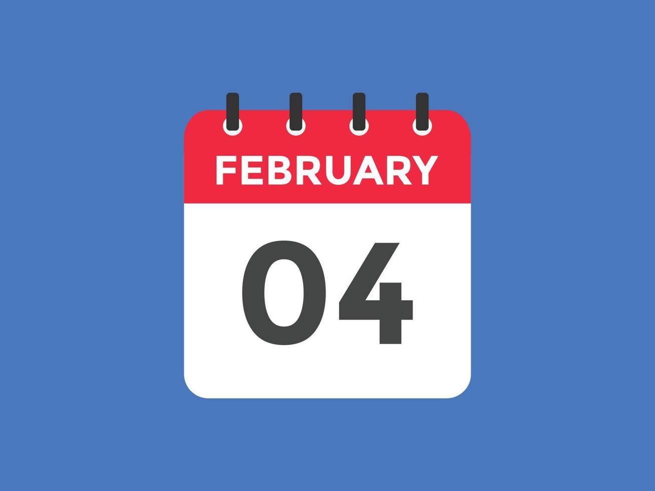 Recordatorio del calendario del 4 de febrero. Plantilla de icono de calendario diario del 4 de febrero. plantilla de diseño de icono de calendario 4 de febrero. ilustración vectorial vector