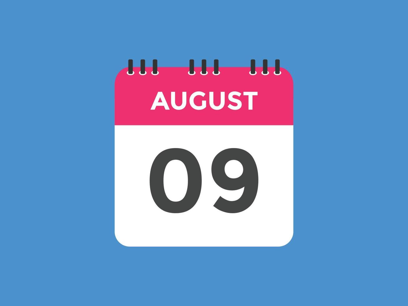 Che Giorno è Il 9 Agosto Recordatorio del calendario del 9 de agosto. Plantilla de icono de