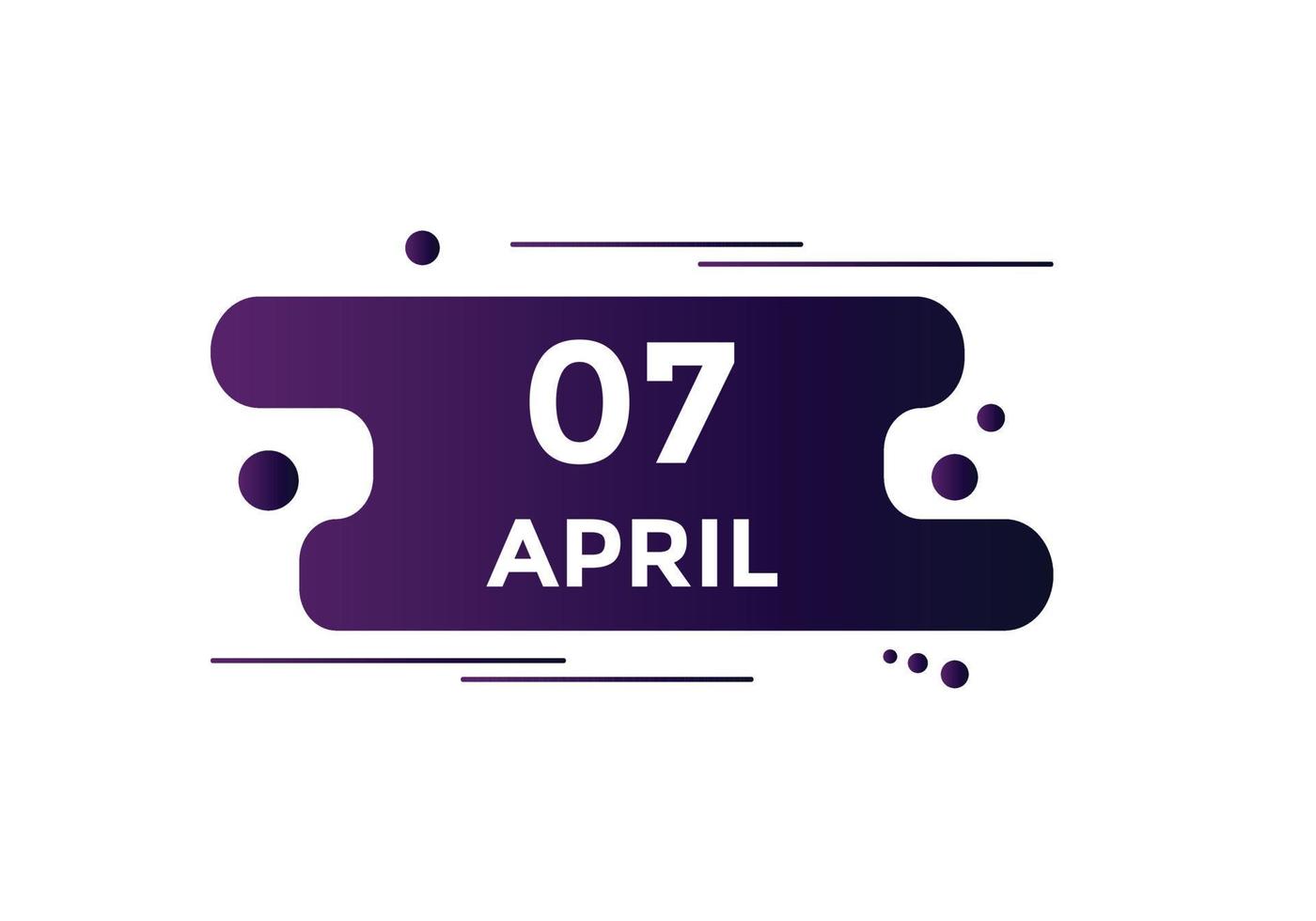 april 7 calendar reminder. 7th april daily calendar icon template. Calendar 7th april icon Design template. Vector illustration