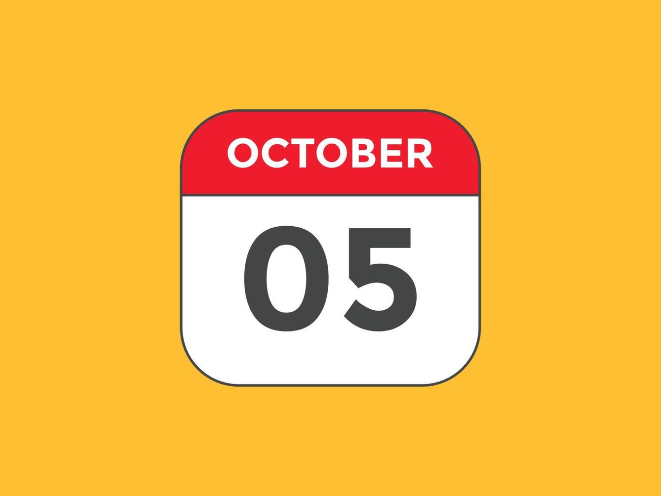 Recordatorio del calendario del 5 de octubre. Plantilla de icono de calendario diario del 5 de octubre. plantilla de diseño de icono de calendario 5 de octubre. ilustración vectorial vector