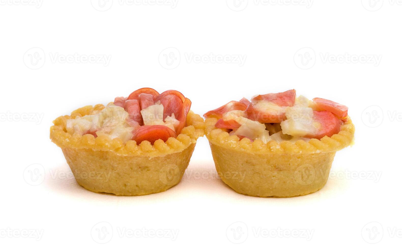 pie salad dressing with pork sausage isolated on white background