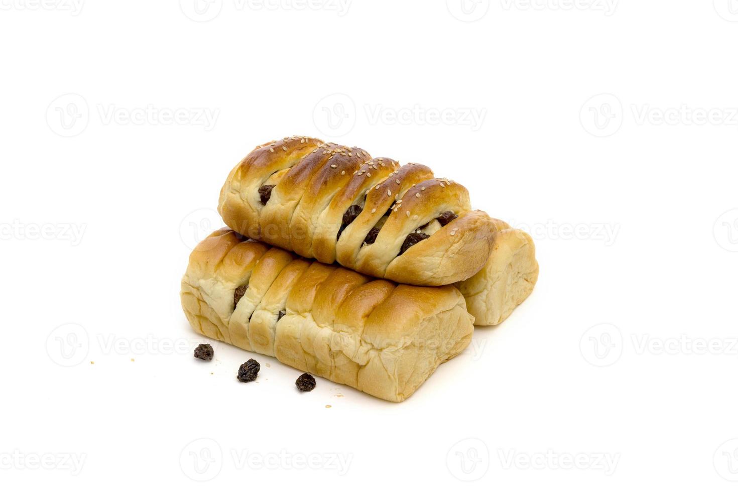 raisin cinnamon bread isolated on white background photo