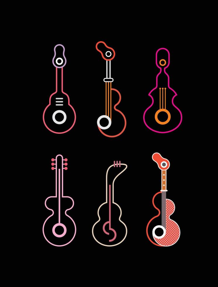 ilustración de vector de guitarras de neón