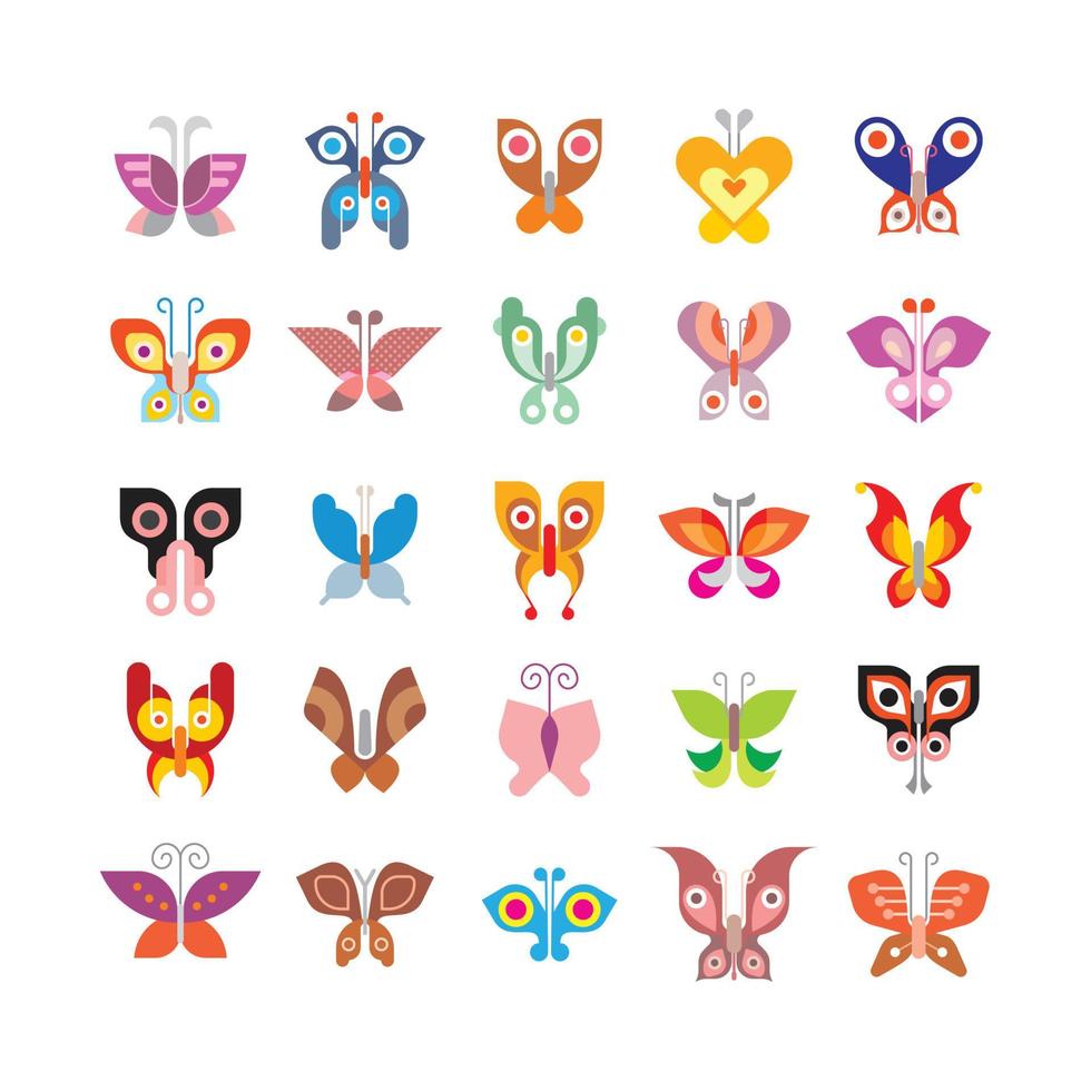 conjunto de iconos de mariposa vector