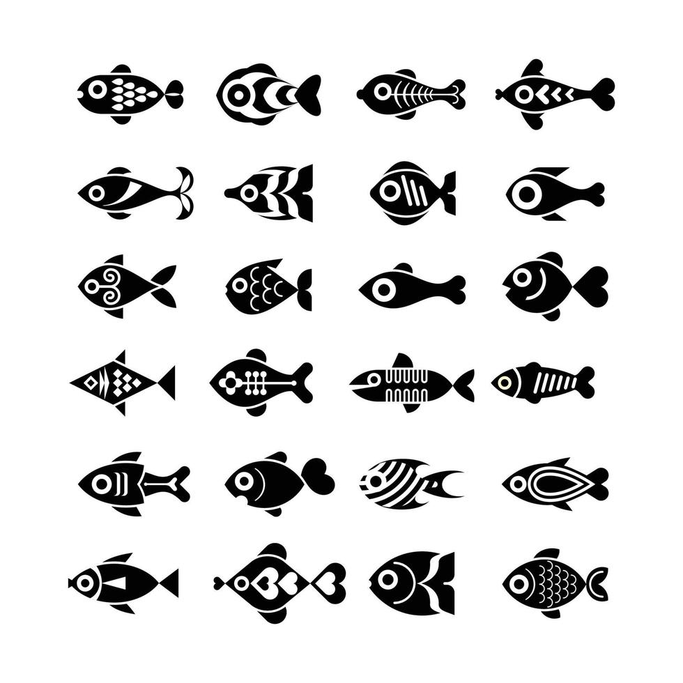 iconos de vector de pescado