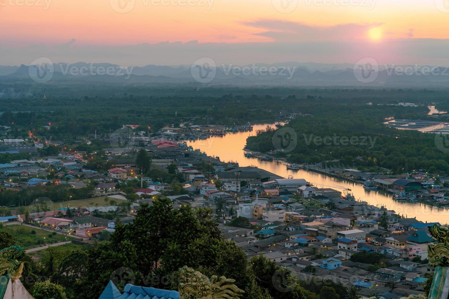 Beautiful Sunset at Mutsea Mountain Viewpoint, southern of Thailand. photo