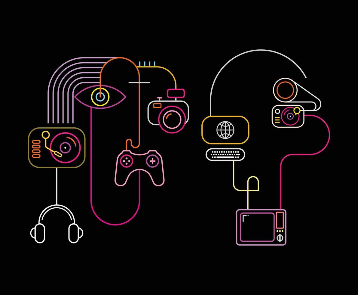 Abstract Neon Faces 11073099 Vector Art at Vecteezy